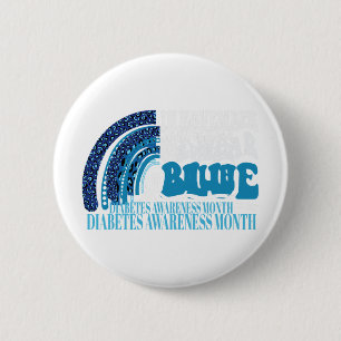 In November We Wear Blue Rainbow Diabetes Awarenes 6 Cm Round Badge