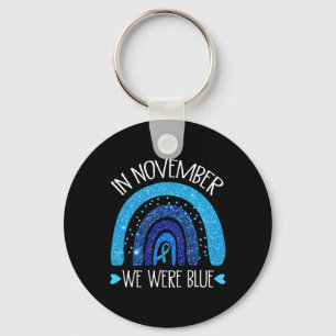 In November We Wear Blue Rainbow Diabetes Awarenes Key Ring
