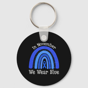 In November We Wear Blue Rainbow Diabetes Awarenes Key Ring