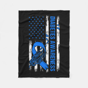 In November We Wear Blue Usa Flag Diabetes Awarene Fleece Blanket