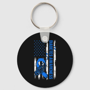 In November We Wear Blue Usa Flag Diabetes Awarene Key Ring