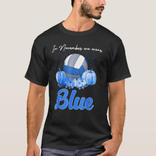 In November We Wear Blue Volleyball Diabetes Aware T-Shirt