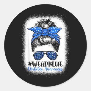 In November We Wear Blue Women Diabetes Awareness Classic Round Sticker