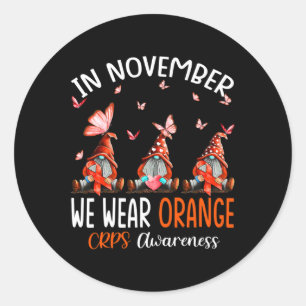 In November We Wear Orange Crps Awareness Gnomes Classic Round Sticker
