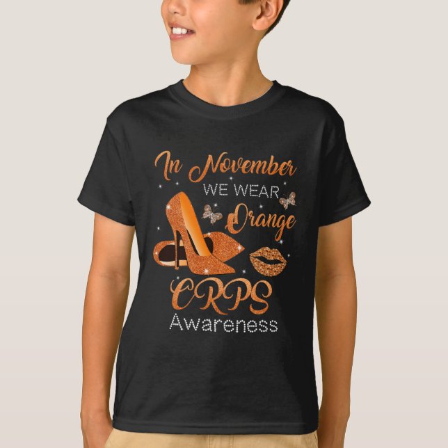 In November We Wear Orange High Heels Shoes CRPS A T-Shirt (Front)