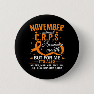 In November We Wear Orange Ribbon Crps Awareness M 6 Cm Round Badge