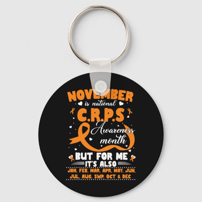 In November We Wear Orange Ribbon CRPS Awareness M Key Ring (Front)