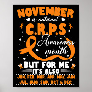In November We Wear Orange Ribbon CRPS Awareness M Poster