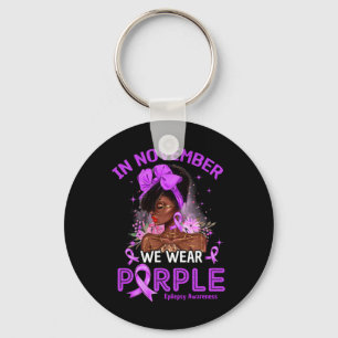 In November We Wear Purple Black Women Epilepsy Aw Key Ring
