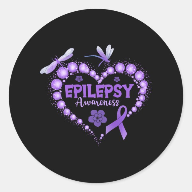 In November We Wear Purple Epilepsy Awareness Love Classic Round Sticker (Front)