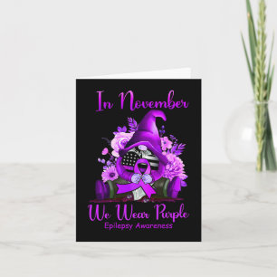 In November We Wear Purple Gnome Ribbon Epilepsy A Card