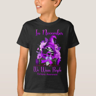 In November We Wear Purple Gnome Ribbon Epilepsy A T-Shirt