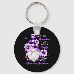 In November We Wear Purple Gnomes Alzheimer Awaren Key Ring