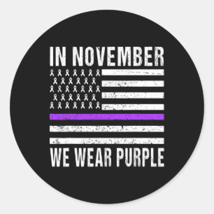 In November We Wear Purple Pancreatic Cancer Aware Classic Round Sticker