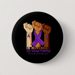 In November We Wear Purple Pancreatic Cancer Hand  6 Cm Round Badge