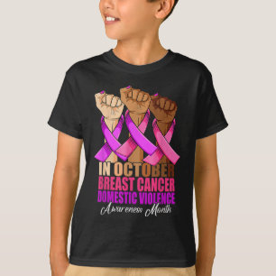 In October Breast Cancer Domestic Violence Awarene T-Shirt