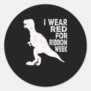 In October I Wear Red Ribbon Week Awareness Classic Round Sticker