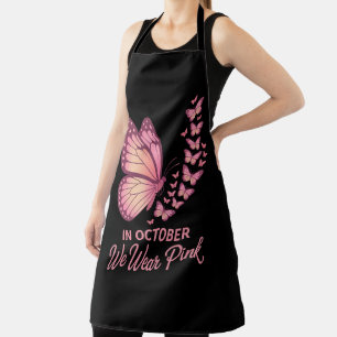 in october pink breast butterfly apron