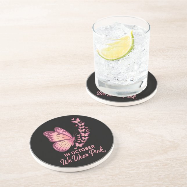 in october pink breast butterfly coaster (Side)