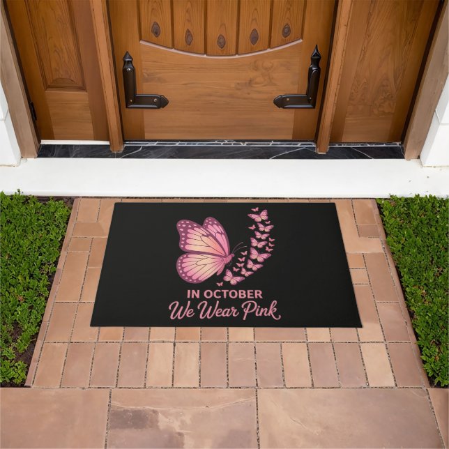 In October Pink Breast Butterfly Doormat (Outdoor)
