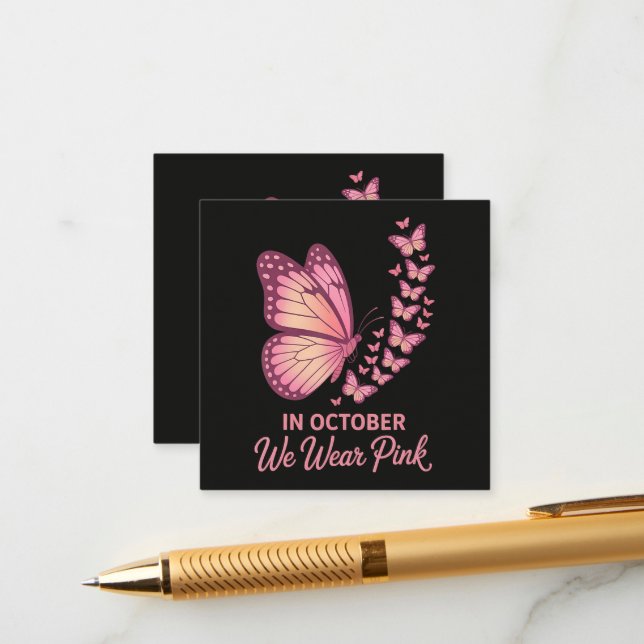 In October Pink Breast Butterfly Enclosure Card (Front/Back In Situ)