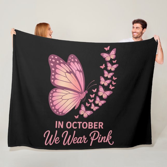in october pink breast butterfly fleece blanket (In Situ)