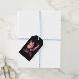 In October Pink Breast Butterfly Gift Tags