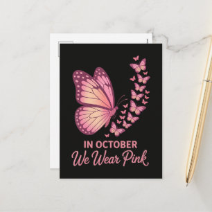 In October Pink Breast Butterfly Holiday Postcard