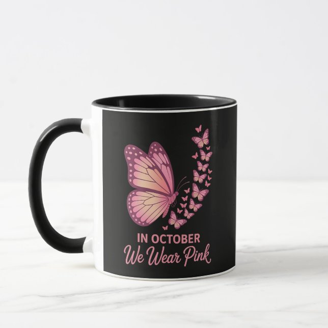 In October Pink Breast Butterfly Mug (Left)