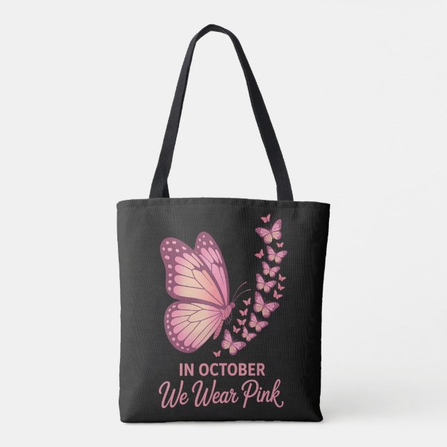 In October Pink Breast Butterfly Tote Bag (Back)