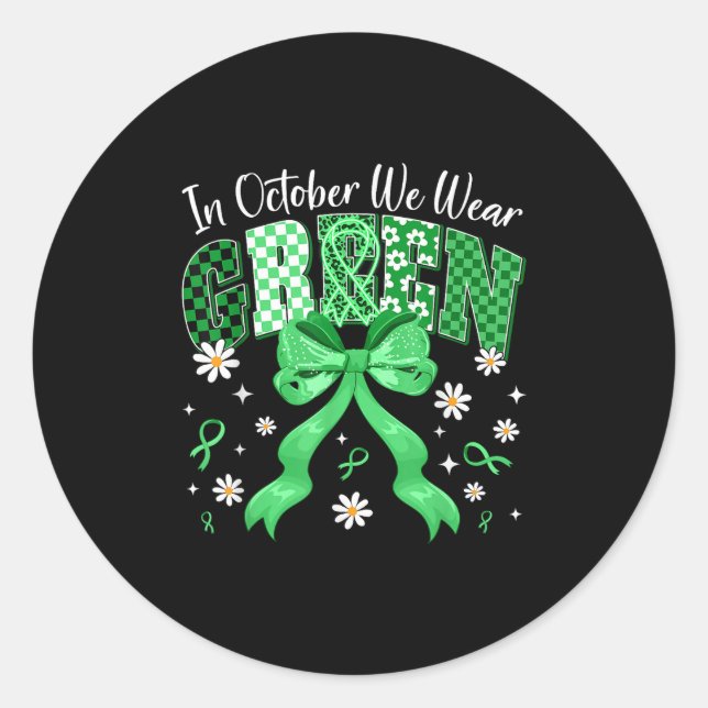 In October We Wear Green For Dwarfism Awareness Gi Classic Round Sticker (Front)