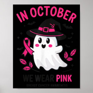 In October We Wear Nk Breast Cancer Awareness Hall Poster