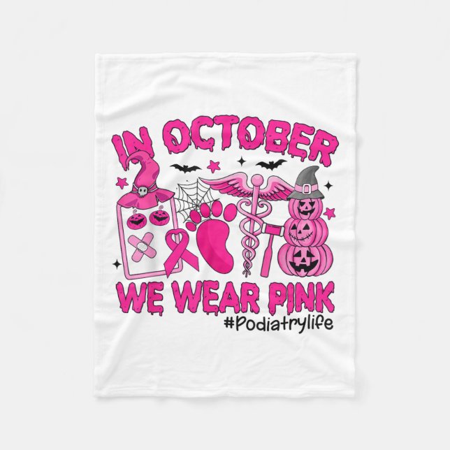 In October We Wear Nk Breast Cancer Diatry Life  Fleece Blanket (Front)