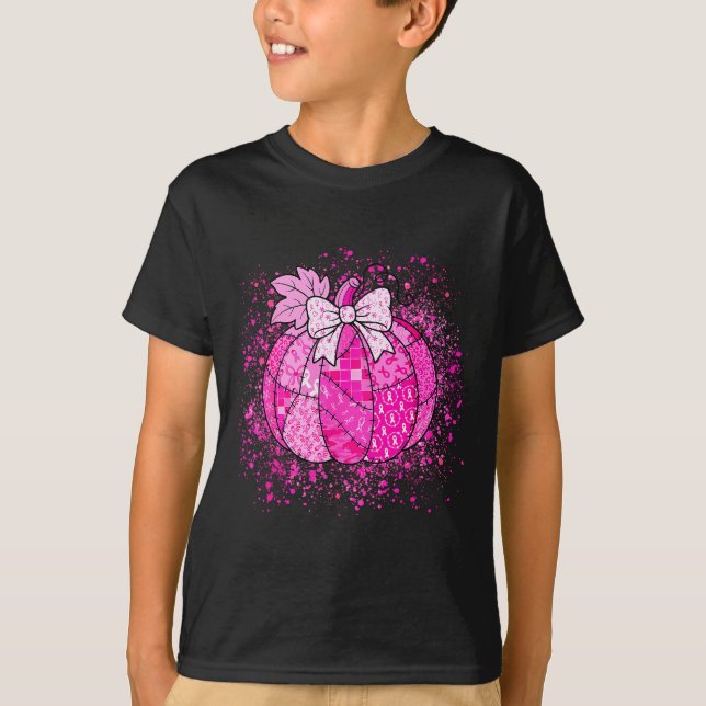 In October We Wear Nk Breast Cancer Pumpkin Hallow T-Shirt (Front)