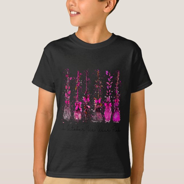 In October We Wear Nk Broom Witch Breast Cancer Ha T-Shirt (Front)