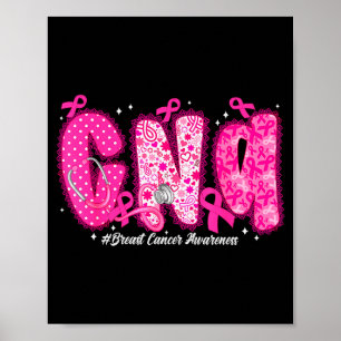 In October We Wear Nk Cna Nurse Breast Cancer Awar Poster
