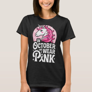 In October We Wear Nk Cute Unicorn Breast Cancer M T-Shirt