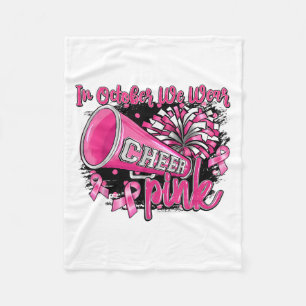 In October We Wear Nk Football Breast Cancer Cheer Fleece Blanket