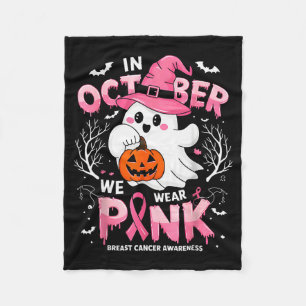 In October We Wear Nk Funny Halloween Ghost Breast Fleece Blanket