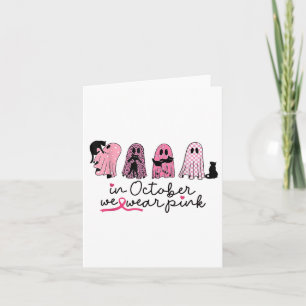 In October We Wear Nk Ghost And Black Cat Cancer Card