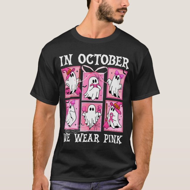 In October We Wear Nk Ghost Breast Cancer Hallowee T-Shirt (Front)