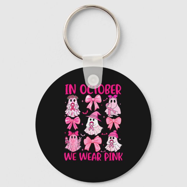 In October We Wear Nk Ghost Witch Breast Cancer Aw Key Ring (Front)