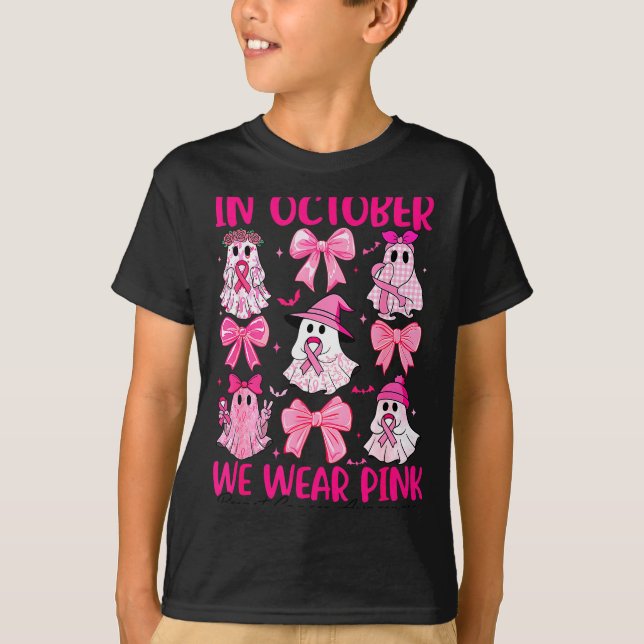 In October We Wear Nk Ghost Witch Breast Cancer Aw T-Shirt (Front)