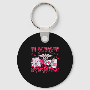 In October We Wear Nk Phlebotomist Nurse Breast Ca Key Ring