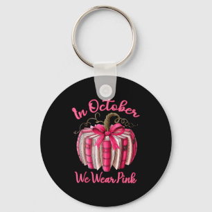 In October We Wear Nk Pumpkin Book Breast Cancer T Key Ring