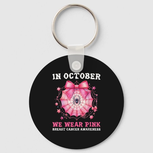 In October We Wear Nk Sder Web Breast Cancer Aware Key Ring (Front)