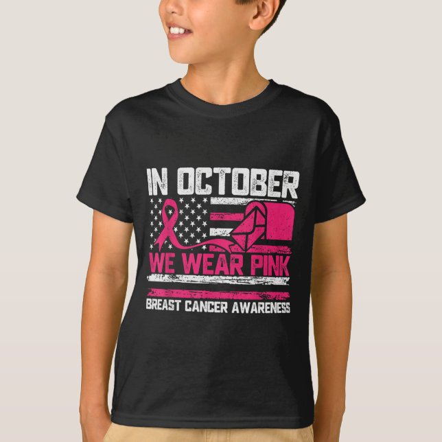 In October We Wear Nk Stal Worker Breast Cancer  T-Shirt (Front)