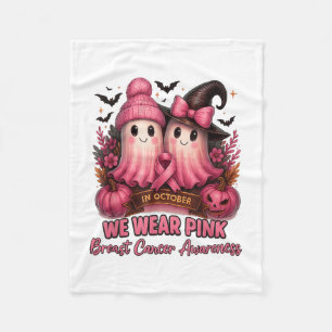 In October We Wear Nk Witch Ghost Breast Cancer Aw Fleece Blanket