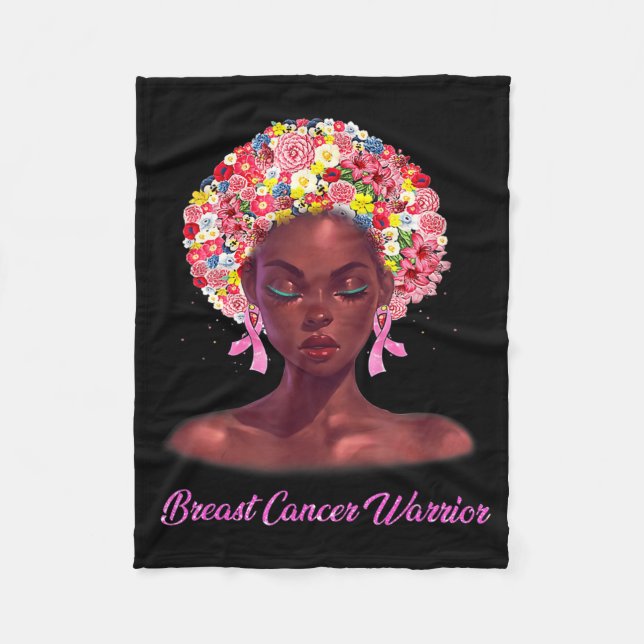 In October We Wear Pink Black Woman Breast Cancer  Fleece Blanket (Front)