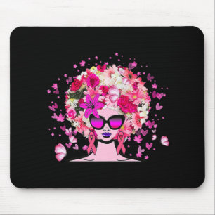 In October We Wear Pink Black Woman Breast Cancer  Mouse Pad
